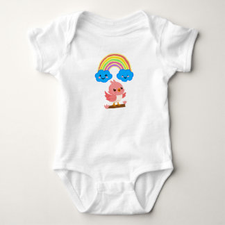 Mignon Oiseau Rose & Body Manches Courtes Bébé Arc