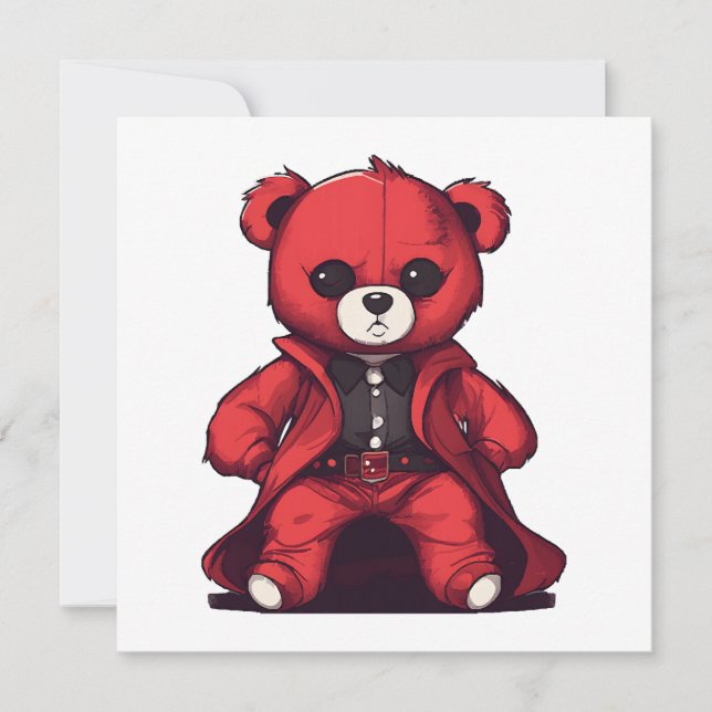 Mignon ours en peluche rouge garçon (Devant)