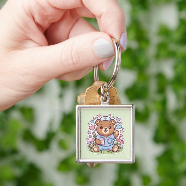 Mignon Ourson Infirmière Kawaii Porte-Clés en Ours (main)