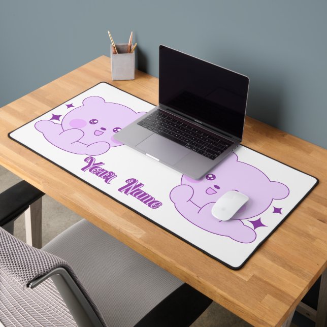 Mignon Ourson Kawaii Violet Pastel Nom Personnalis (Bureau 2)