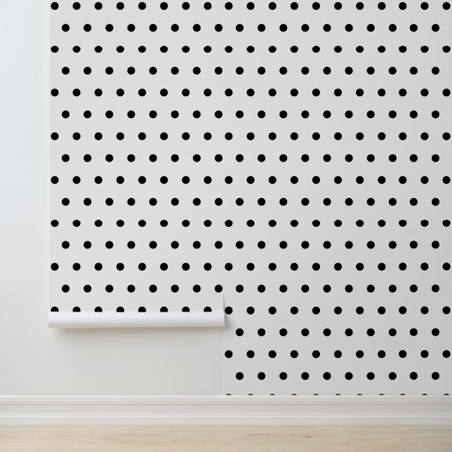 Mignon papier peint à pois noir et blanc à décolle (Application)