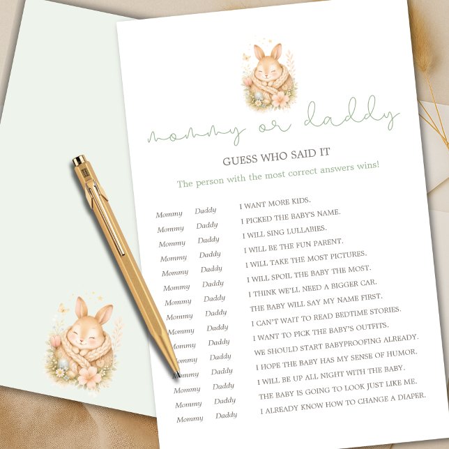 Mignon petit lapin Maman ou Papa devine qui a dit  (Créateur téléchargé)