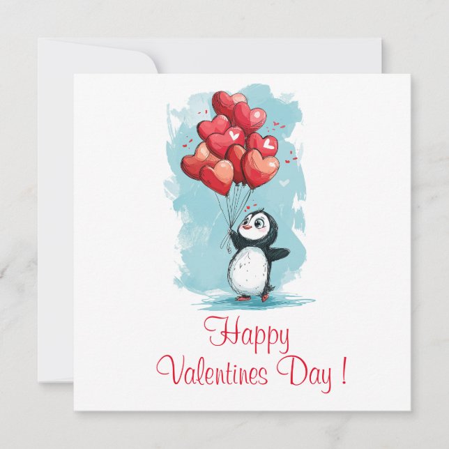 mignon pingouin amoureux pour la Saint-Valentin av (Devant)