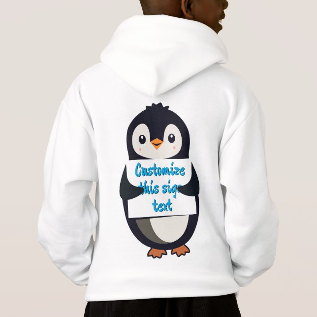 Mignon pingouin tenant un panneau pour un texte pe (Dos)