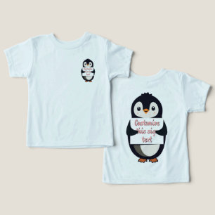 Mignon pingouin tenant un panneau pour un texte pe