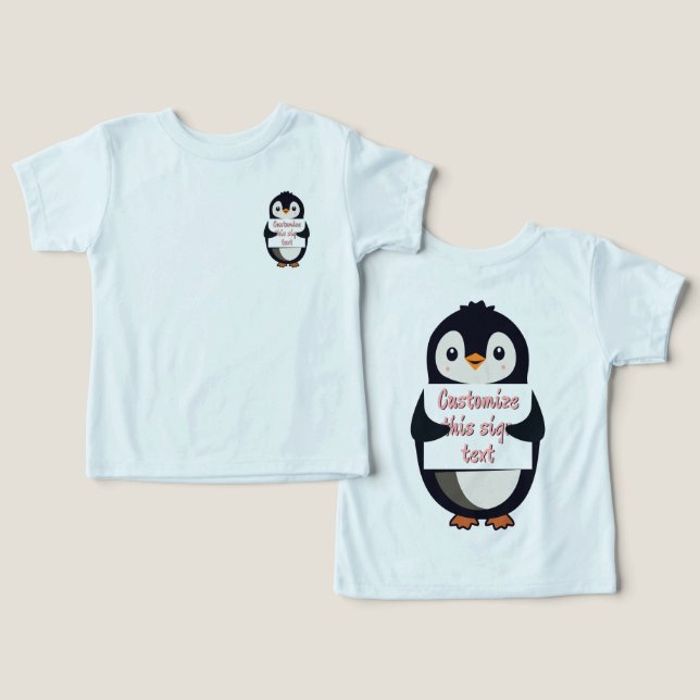 Mignon pingouin tenant un panneau pour un texte pe (Design Recto & Verso)