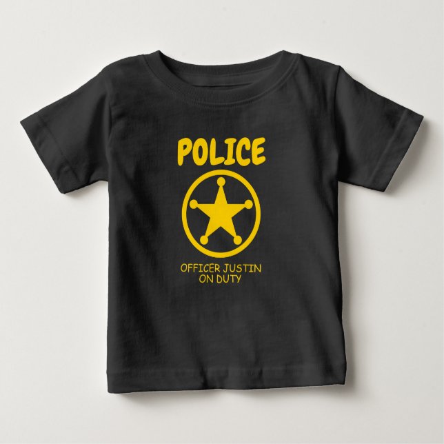 Mignon policier en service badge t-shirt pour bébé (Devant)