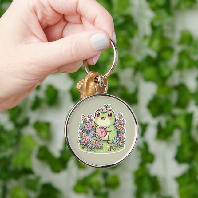 Mignon porte-clés grenouille Kawaii Jardinage Cour (Main)