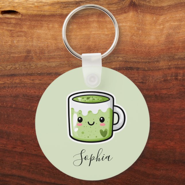 Mignon porte-clés personnalisé double face Matcha  (Recto)