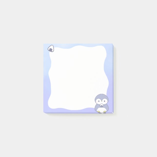 Mignon Post-it Pastel Manchot | Autocollant Kawaii (Devant)