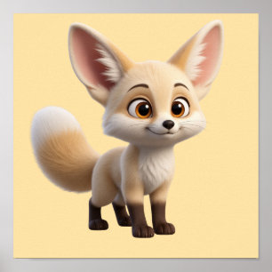 Mignon Poster d'Art Chibi Renard Fennec Anime — Ka