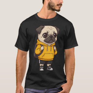 Mignon Pug à dos d'âne en sweat jaune