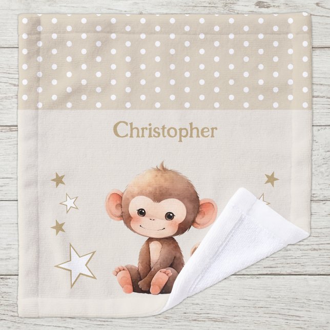 Mignon singe ajouter nom pois étoiles marron (Créateur téléchargé)