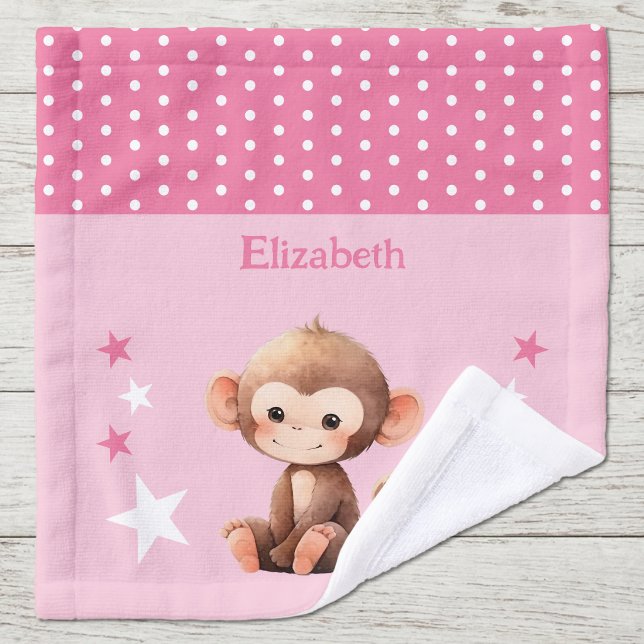 Mignon singe ajouter nom pois étoiles rose (Créateur téléchargé)