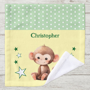 Mignon singe ajouter nom pois étoiles vert