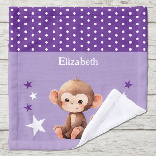 Mignon singe ajouter nom pois étoiles violet