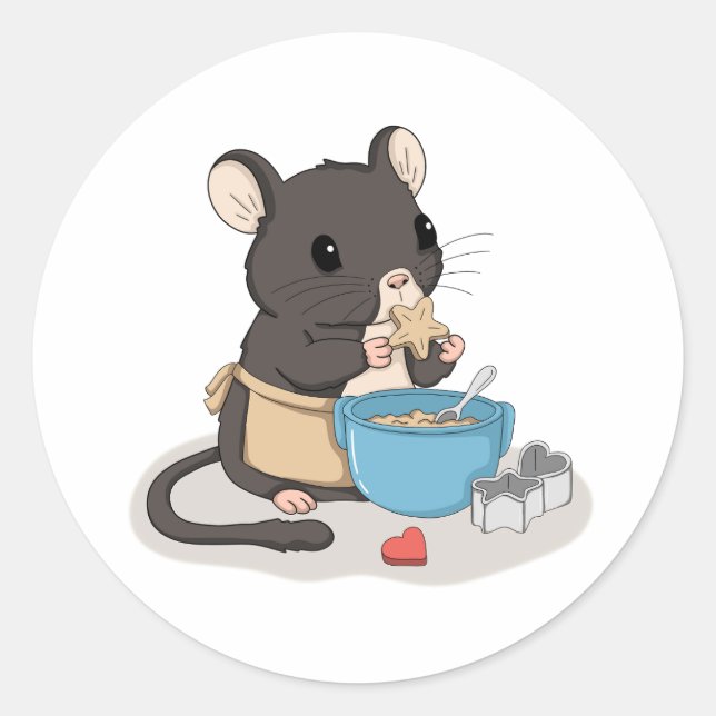 Mignon Souris Cuisant des Biscuits Autocollant Ani (Devant)