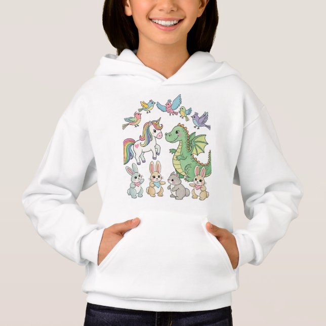 Mignon sweat à capuche pour filles avec amis anima (Devant)