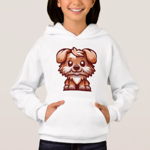 Mignon sweat à capuche pour filles avec un chiot d