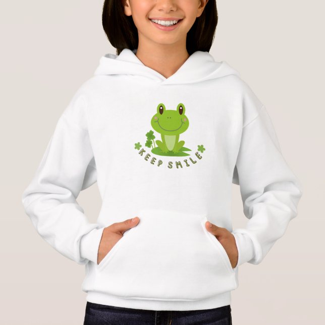 Mignon sweat à capuche pour filles "Grenouille heu (Devant)