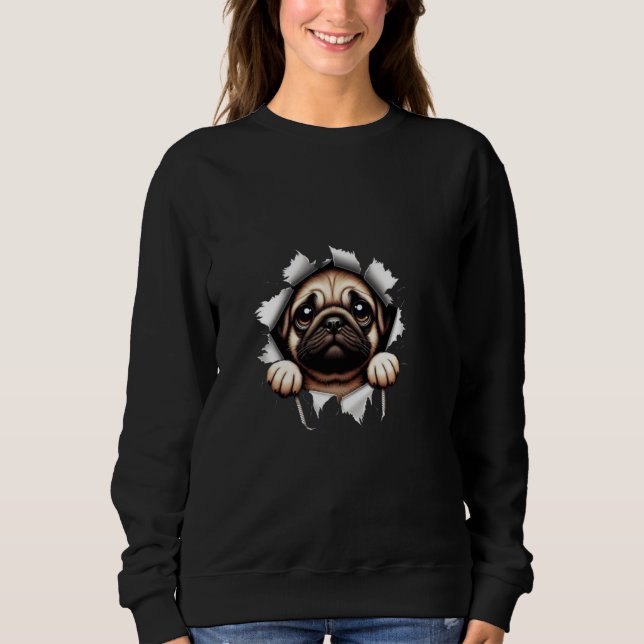 Mignon Sweat à Capuche Pug Triste – Streetwear Émo (Devant)