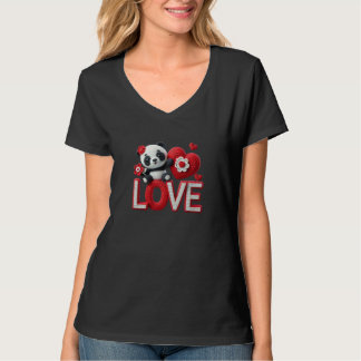 Mignon T-Shirt Panda Kawaii Cœur Femme