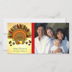 Mignon Turquie Thanksgiving Carte photo familial