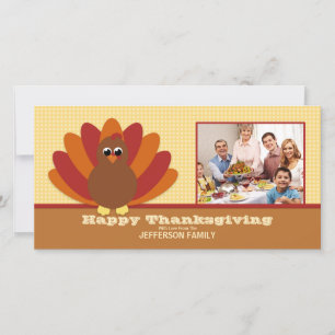 Mignon Turquie Thanksgiving Carte photo familial