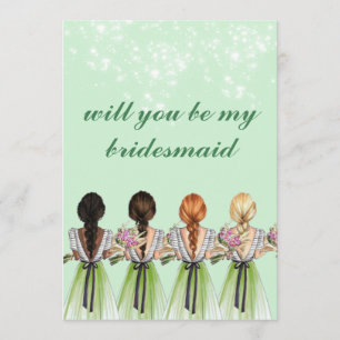 mignon vert tu seras ma femme d'honneur Invitation