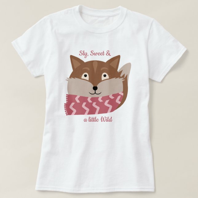 Mignonette Animal Sly, Sweet, Wild Fox T-shirt (Design devant)