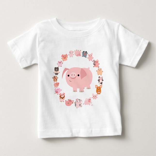 Mignonette Cartoon Pig Mandala Baby T-shirt front (Devant)