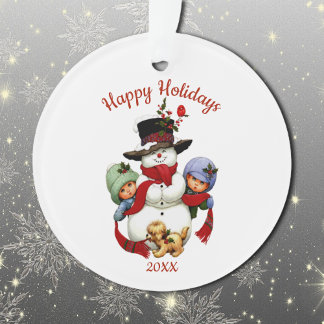 Mignonette de Noël avec ornement acrylique Snowman
