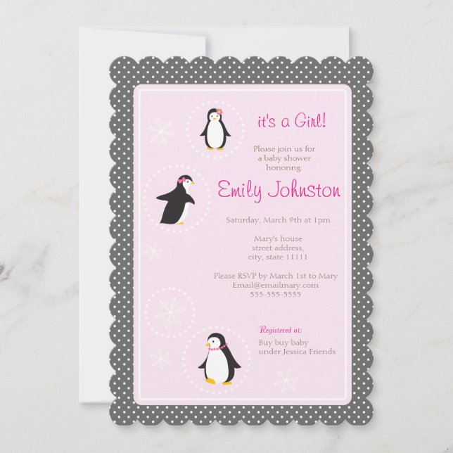 mignonette fille baby shower 5" x 7" invitation (Devant)