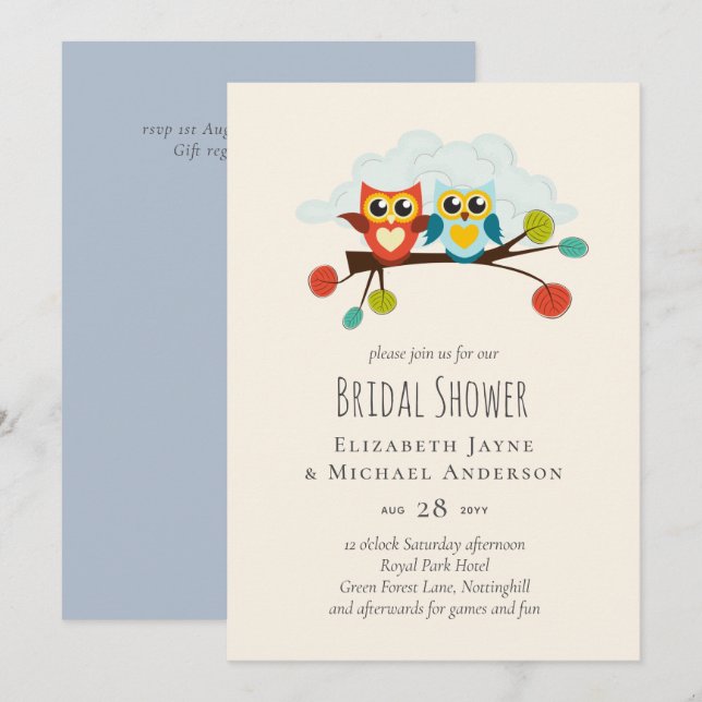 Mignonette OWLS Mariage à thème Bleu orange (Devant / Derrière)