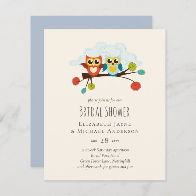 Mignonette OWLS Mariage à thème Bleu orange (Devant / Derrière)