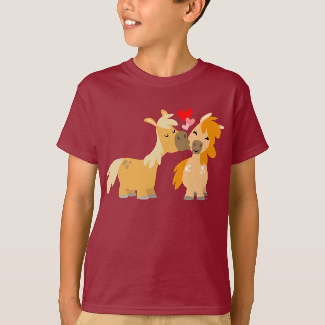 Mignonette Ponies en Amour Enfants T-shirt (Devant)