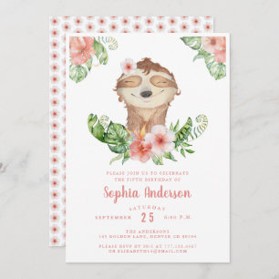 Mignonne 5e anniversaire paresse fille invitation