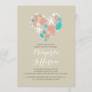 mignonne amour coeur plage nuptiale invitations
