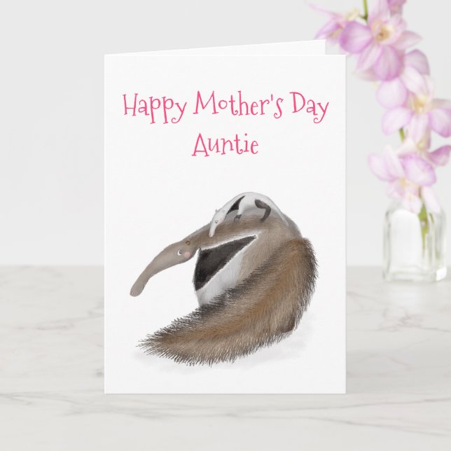 Mignonne anteater et carte de fête des mères pour  (Orchidée)