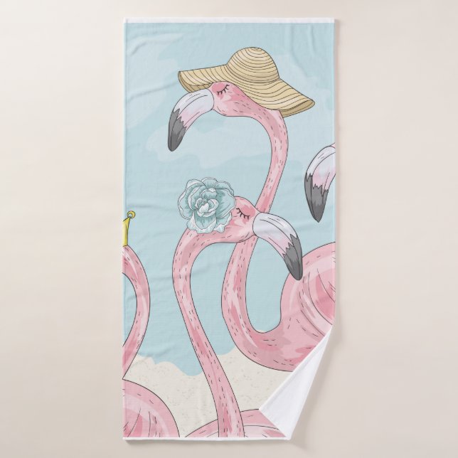 Mignonne arrière - plan aux flamants roses. Arrièr (Serviette de bain)