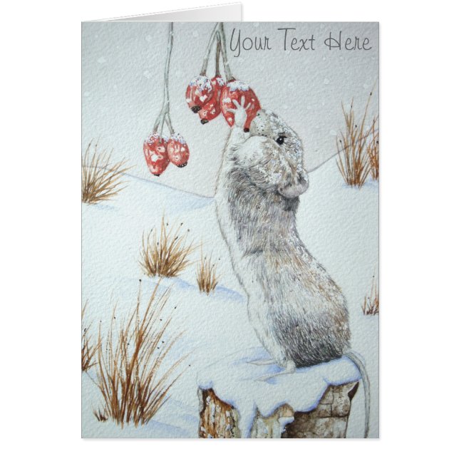 mignonne baies de souris neige scène faune (Devant)
