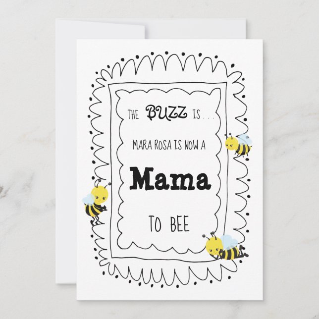 *~* Mignonne Bee MAMA À BEE Baby shower Invitation (Devant)