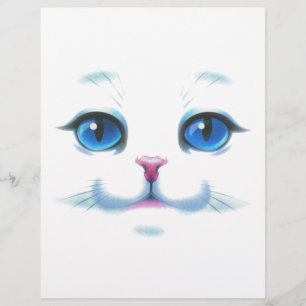Mignonne Blanc Chat Bleu yeux visage