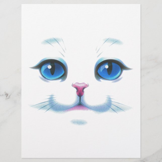 Mignonne Blanc Chat Bleu yeux visage (Devant)