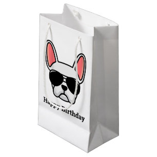 Mignonne Blanc Français Bulldog visage Petit sac