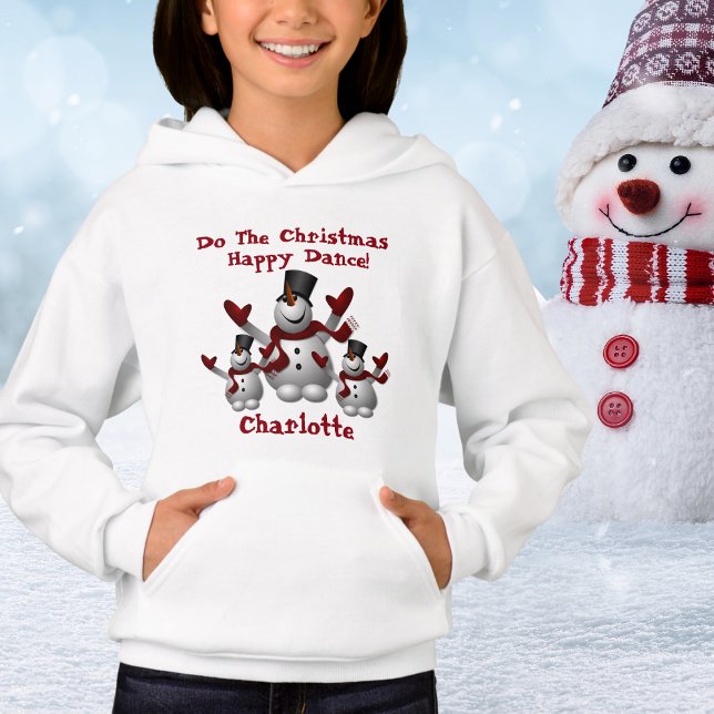 Mignonne bonhomme de neige de Noël, Sweat - shirt  (Cute Christmas Snowman, Childs Name Hoodie)