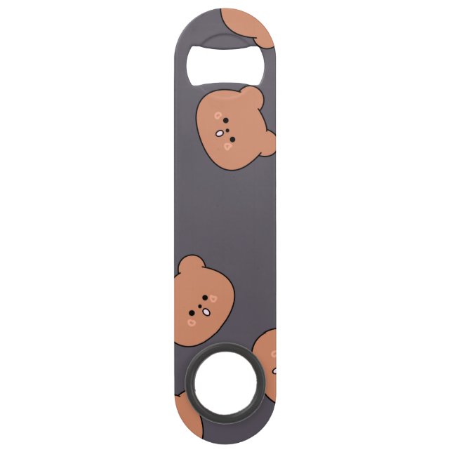 Mignonne Brown Teddy Ours Face Motif Bleu foncé (Devant)