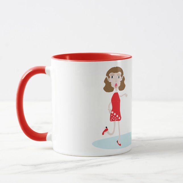 mignonne caricature femme et chatte tasse (Gauche)