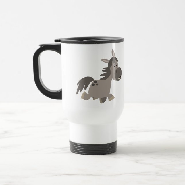 Mignonne caricature Gris Pony Commuter Mug (Gauche)