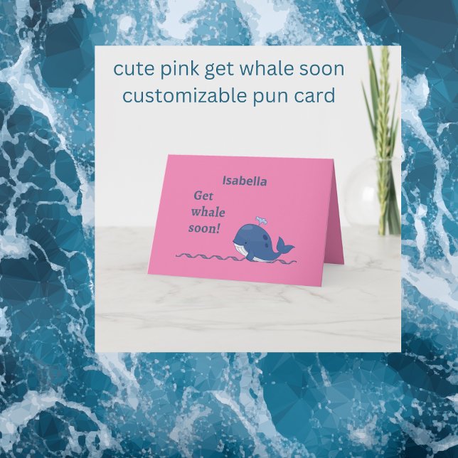 mignonne carte de baleine rose bientôt pun (cute pink get whale soon
customizable pun card  Hobinishop)
